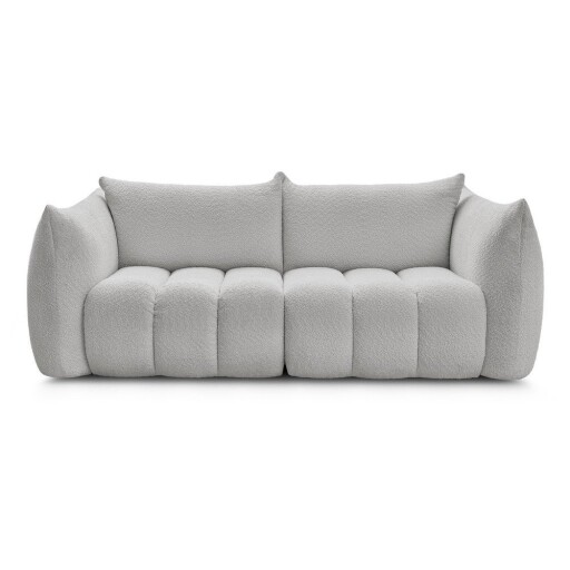 Canapea gri deschis cu tapițerie din țesătură bouclé 234 cm Azra – Bobochic Paris