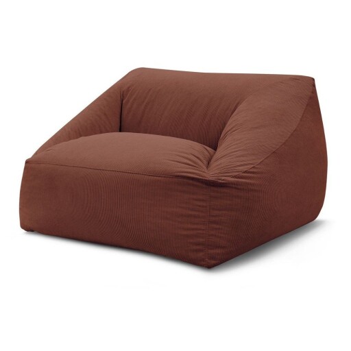 Fotoliu bean bag portocaliu cu tapițerie din catifea reiată Lilibet – Bobochic Paris