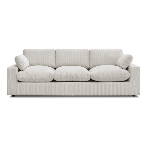 Canapea bej cu tapițerie din catifea reiată 250 cm Belair – Bobochic Paris
