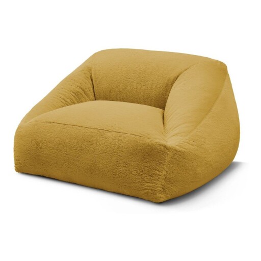 Fotoliu bean bag galben cu tapițerie din blană artificială Lilibet – Bobochic Paris