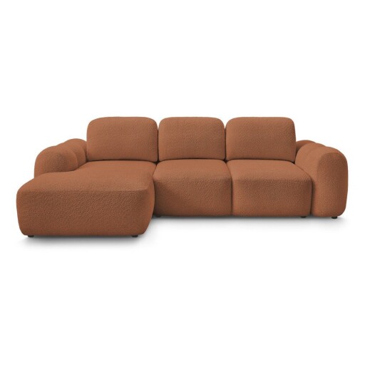 Colțar portocaliu extensibil/cu spațiu de depozitare cu tapițerie din țesătură bouclé (cu colț pe partea stângă/cu șezlong) Montaigne – Bobochic Paris