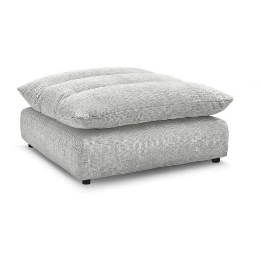 Taburet gri deschis cu tapițerie din chenille Neil – Bobochic Paris