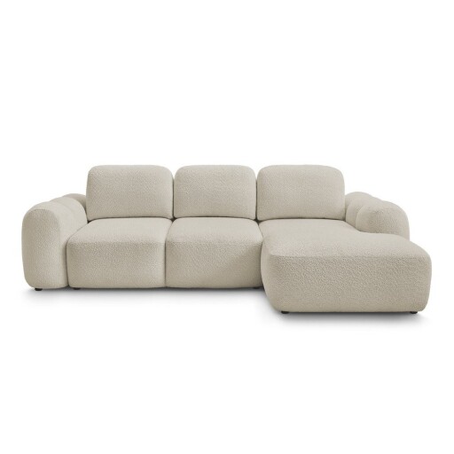 Colțar bej extensibil/cu spațiu de depozitare cu tapițerie din țesătură bouclé (cu colț pe partea dreaptă/cu șezlong) Montaigne – Bobochic Paris