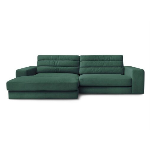 Colțar verde cu tapițerie din catifea (cu colț pe partea stângă/cu șezlong) Sierra – Bobochic Paris