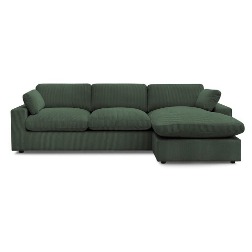 Colțar verde cu tapițerie din catifea reiată Belair – Bobochic Paris