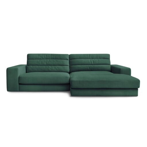Colțar verde cu tapițerie din catifea (cu colț pe partea dreaptă/cu șezlong) Sierra – Bobochic Paris