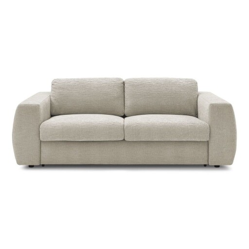 Canapea bej pentru dormitul zilnic/extensibilă cu tapițerie din chenille 220 cm Hugo – Bobochic Paris