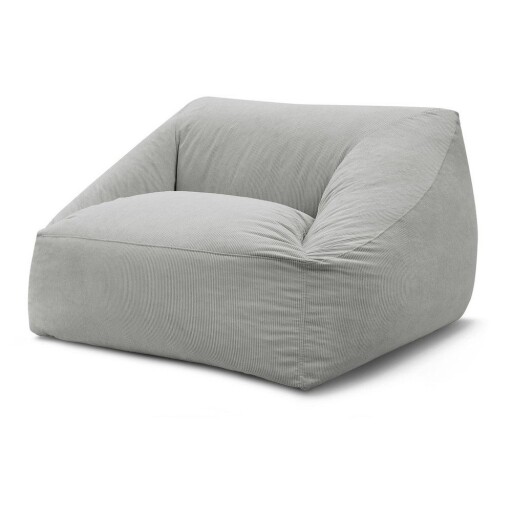 Fotoliu bean bag gri deschis cu tapițerie din catifea reiată Lilibet – Bobochic Paris