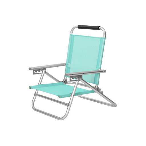 Scaun de plaja, Songmics, pliabil, reglabil in 4 pozitii, max 150 kg, 59x57x71 cm, aluminiu, verde
