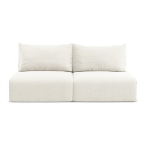 Canapea crem extensibilă/cu spațiu de depozitare cu tapițerie din catifea 216 cm Kalena – Makamii