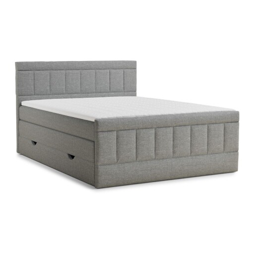 Pat boxspring gri cu spațiu de depozitare 200x200 cm Caya – Maison de Rêve