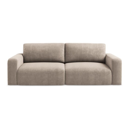 Canapea bej extensibilă/cu spațiu de depozitare cu tapițerie din chenille 252 cm Kona – Makamii
