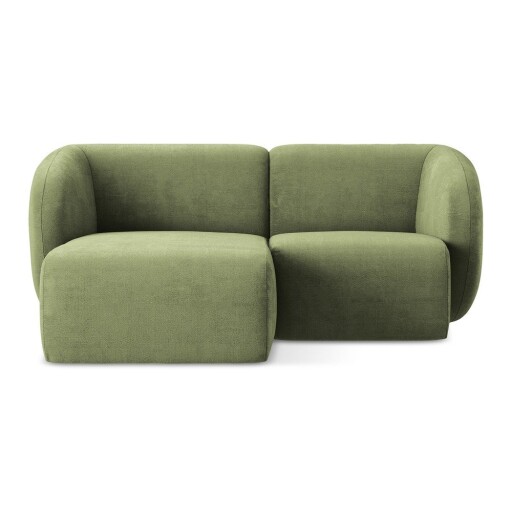 Colțar verde cu tapițerie din chenille (cu colț pe partea stângă/cu șezlong) Lani – Makamii