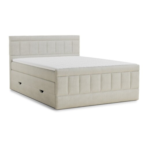 Pat boxspring bej cu spațiu de depozitare 160x200 cm Caya – Maison de Rêve