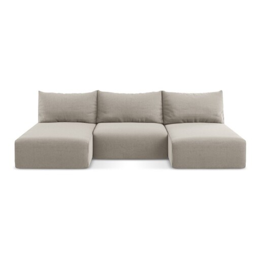 Colțar taupe extensibil/cu spațiu de depozitare cu tapițerie din catifea (în formă de "U") Kalena – Makamii