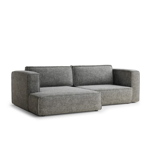 Colțar gri extensibil/cu spațiu de depozitare cu tapițerie din chenille (cu colț pe partea stângă/cu șezlong) Velto – Maison de Rêve