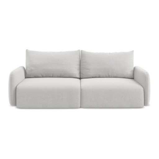 Canapea gri deschis extensibilă/cu spațiu de depozitare cu tapițerie din catifea 238 cm Kalena – Makamii