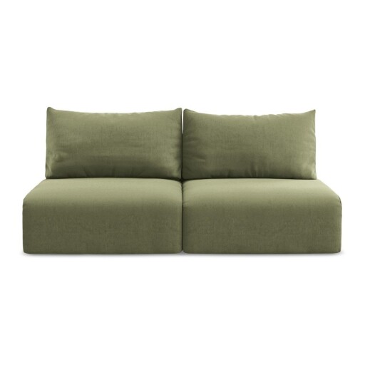 Canapea verde extensibilă/cu spațiu de depozitare cu tapițerie din catifea 216 cm Kalena – Makamii