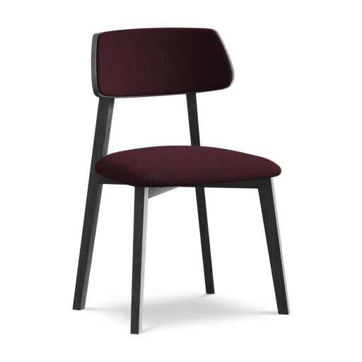 Scaun de dining burgundy din lemn masiv Niu – Makamii