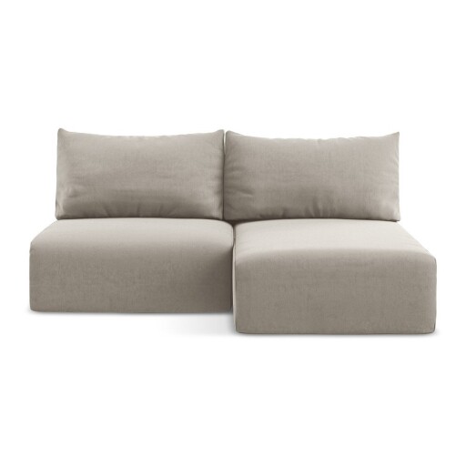Colțar taupe extensibil/cu spațiu de depozitare cu tapițerie din catifea (cu colț pe partea dreaptă/cu șezlong) Kalena – Makamii