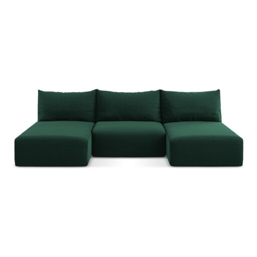 Colțar verde închis extensibil/cu spațiu de depozitare cu tapițerie din catifea (în formă de "U") Kalena – Makamii