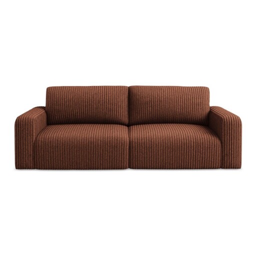 Canapea teracotă extensibilă/cu spațiu de depozitare cu tapițerie din catifea reiată 252 cm Kona – Makamii