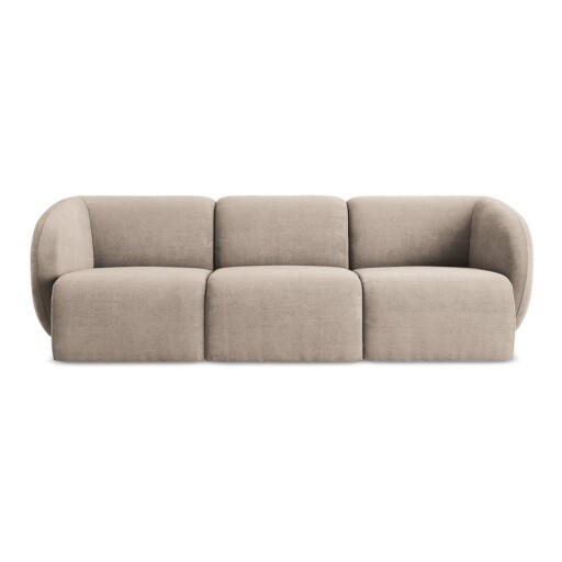 Canapea maro deschis cu tapițerie din chenille 244 cm Lani – Makamii