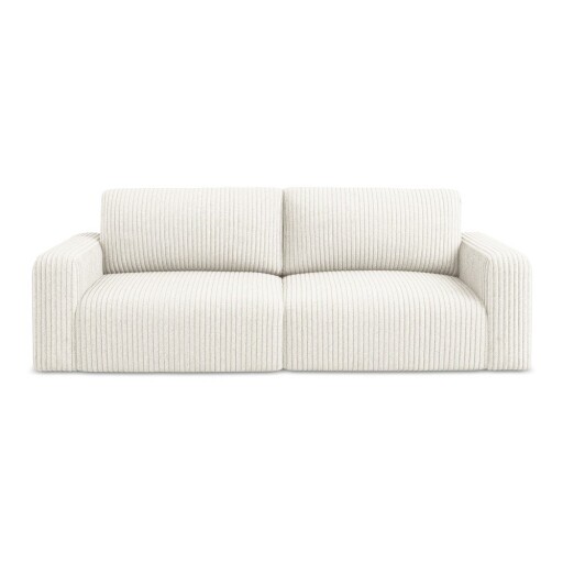 Canapea crem extensibilă/cu spațiu de depozitare cu tapițerie din catifea reiată 252 cm Kona – Makamii