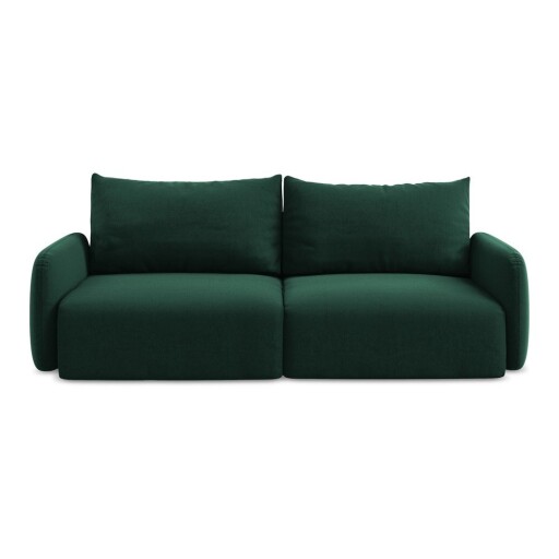 Canapea verde-închis extensibilă/cu spațiu de depozitare cu tapițerie din catifea 238 cm Kalena – Makamii