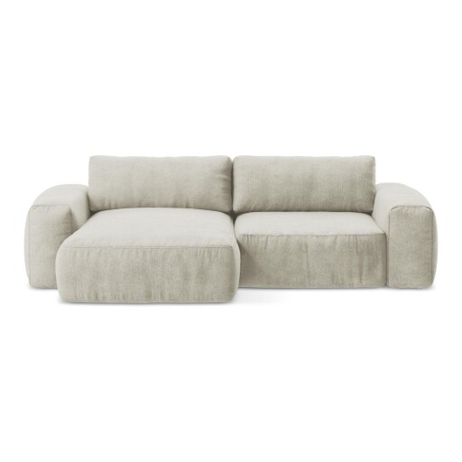 Colțar bej extensibil cu tapițerie din chenille (cu colț pe partea stângă/cu șezlong) Kuki – Makamii