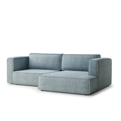 Colțar albastru deschis extensibil/cu spațiu de depozitare cu tapițerie din chenille (cu colț pe partea dreaptă/cu șezlong) Velto – Maison de Rêve