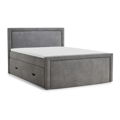 Pat boxspring gri cu spațiu de depozitare 200x200 cm Fresco – Maison de Rêve