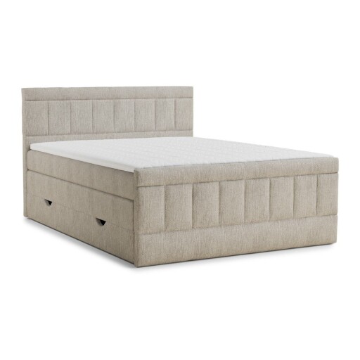 Pat boxspring bej cu spațiu de depozitare 160x200 cm Caya – Maison de Rêve