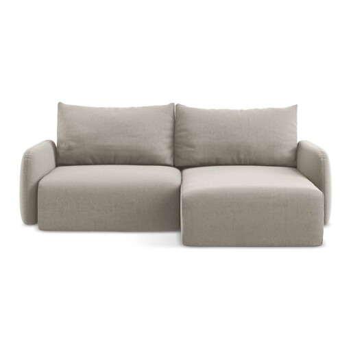 Colțar taupe extensibil/cu spațiu de depozitare cu tapițerie din catifea (cu colț pe partea dreaptă/cu șezlong) Kalena – Makamii