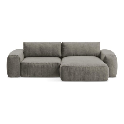 Colțar gri extensibil cu tapițerie din chenille (cu colț pe partea dreaptă/cu șezlong) Kuki – Makamii