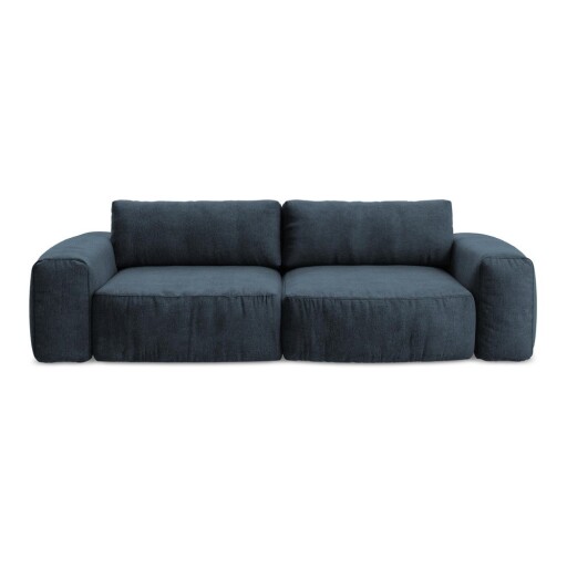 Canapea albastru-închis extensibilă cu tapițerie din chenille 275 cm Kuki – Makamii