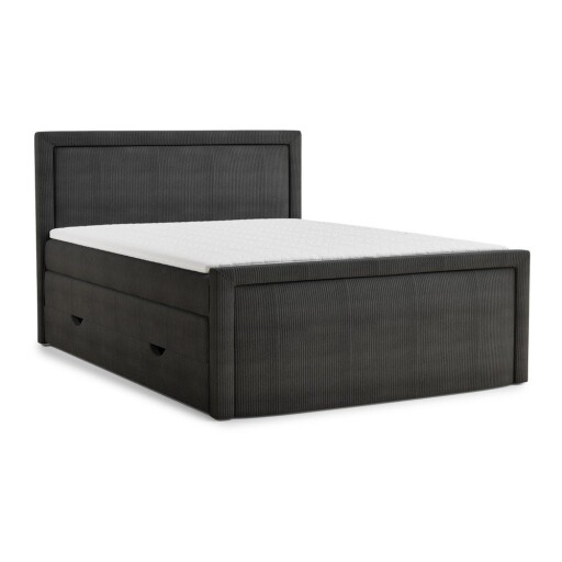Pat boxspring gri antracit cu spațiu de depozitare 180x200 cm Fresco – Maison de Rêve