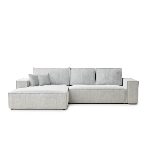 Colțar gri deschis extensibil/cu spațiu de depozitare cu tapițerie din chenille (cu colț pe partea stângă/cu șezlong) Maze – Maison de Rêve
