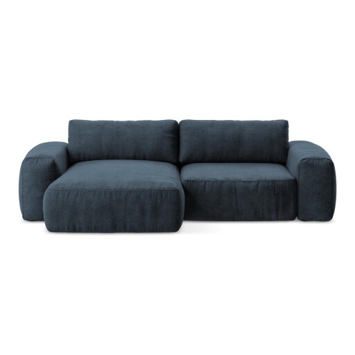 Colțar albastru închis extensibil cu tapițerie din chenille (cu colț pe partea stângă/cu șezlong) Kuki – Makamii