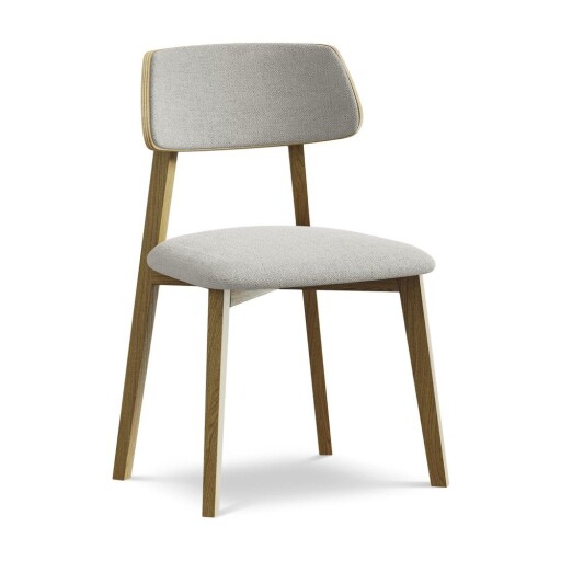 Scaun de dining gri deschis din lemn masiv Niu – Makamii