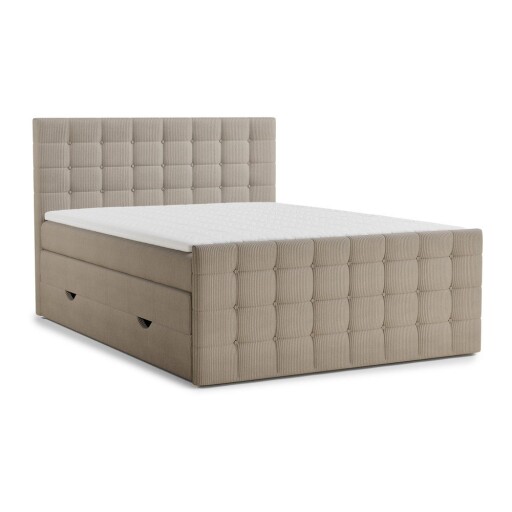 Pat boxspring bej cu spațiu de depozitare 180x200 cm Tasca – Maison de Rêve
