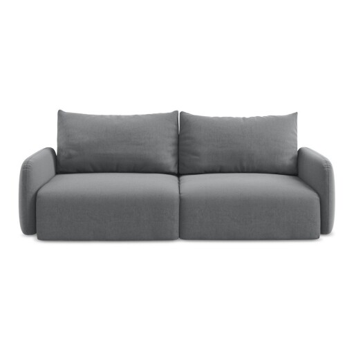 Canapea gri extensibilă/cu spațiu de depozitare cu tapițerie din catifea 238 cm Kalena – Makamii