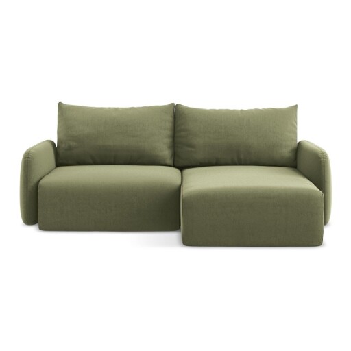 Colțar verde extensibil/cu spațiu de depozitare cu tapițerie din catifea (cu colț pe partea dreaptă/cu șezlong) Kalena – Makamii