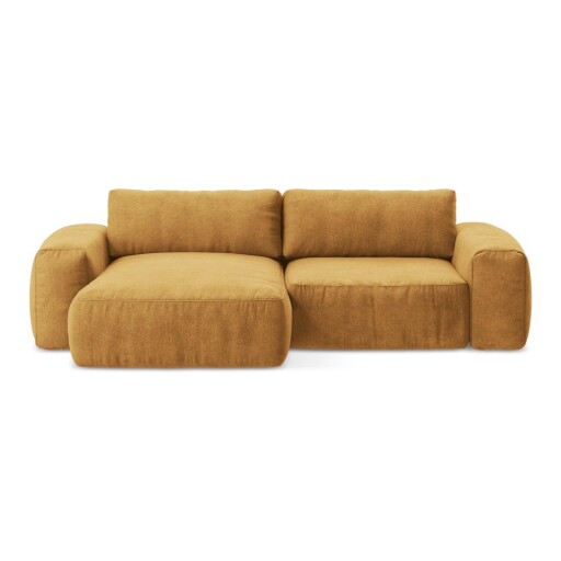 Colțar galben muștar extensibil cu tapițerie din chenille (cu colț pe partea stângă/cu șezlong) Kuki – Makamii