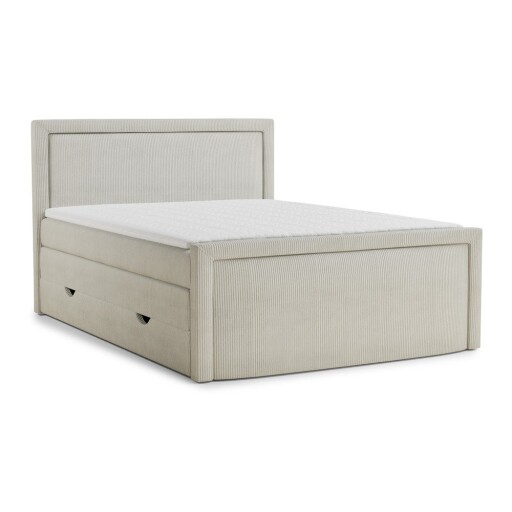 Pat boxspring crem cu spațiu de depozitare 200x200 cm Fresco – Maison de Rêve