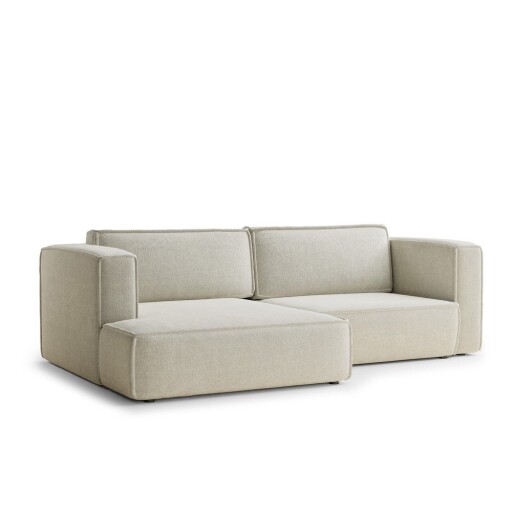 Colțar crem extensibil/cu spațiu de depozitare cu tapițerie din chenille (cu colț pe partea stângă/cu șezlong) Velto – Maison de Rêve