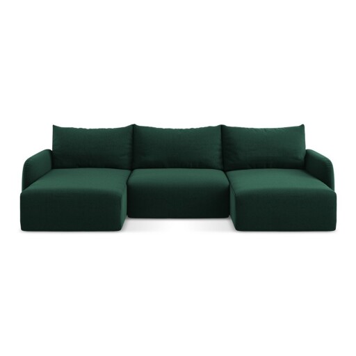 Colțar verde închis extensibil/cu spațiu de depozitare cu tapițerie din catifea (în formă de "U") Kalena – Makamii