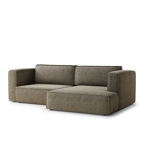 Colțar maro extensibil/cu spațiu de depozitare cu tapițerie din chenille (cu colț pe partea dreaptă/cu șezlong) Velto – Maison de Rêve