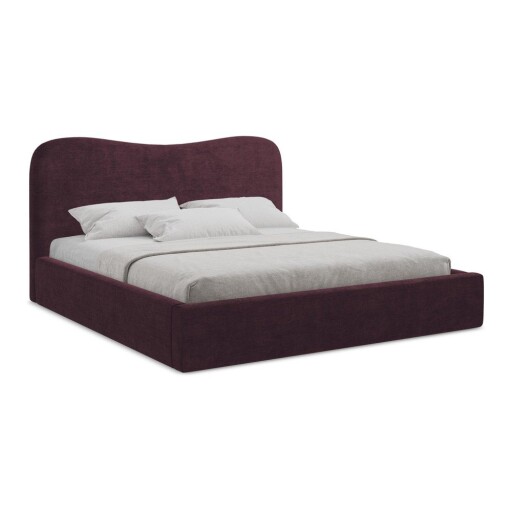Pat matrimonial violet tapițat cu spațiu de depozitare cu somieră 180x200 cm Kahai – Makamii