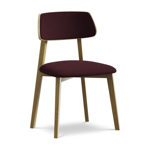 Scaun de dining burgundy din lemn masiv Niu – Makamii